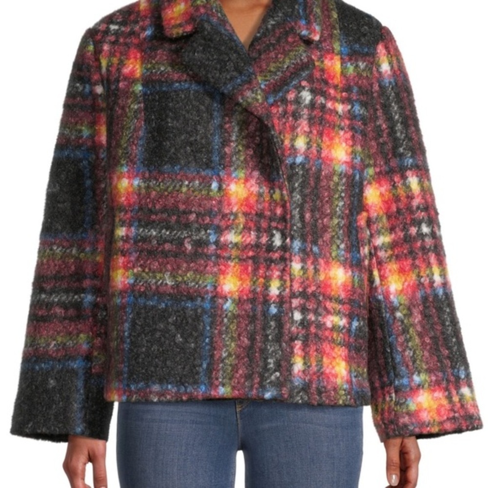 APPARIS Plaid Faux Wool Coat Shacket Small - Picture 3 of 8